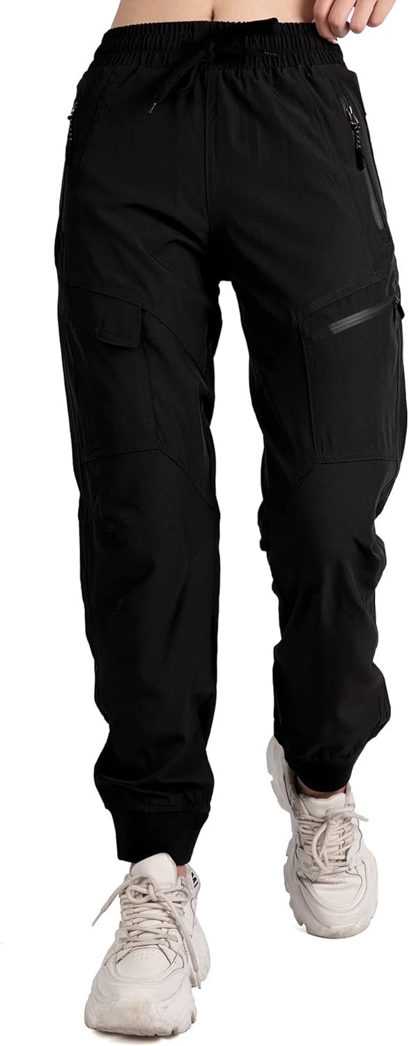 61uNu5fur9L._AC_SL1500 Women's Athletic Hiking Cargo Joggers Pants Outdoor Workout Lightweight Quick Dry UPF 50 Zipper Pockets