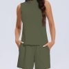 Women's Summer 2 Piece Outfits Mock Neck Tank Top High Waisted Shorts Lounge Sets 2024 Fashion Tracksuit