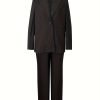 6eaddc1b-b175-404b-bdac-e9c48a58a78b-1 Elegant Office Solid Color Pants, Single Breasted Lapel Blazer & Straight Leg Loose Simple Pants, Women's Clothing