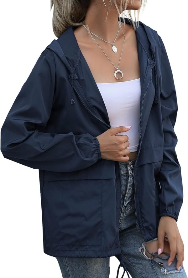 Women's Raincoats Windbreaker Rain Jacket Waterproof Lightweight Outdoor Hooded Trench Coats S-XXL