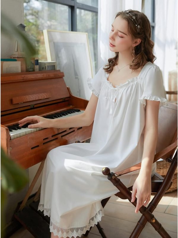 711uyHo5JEL._AC_SL1500 Women's  Nightgowns Sleepshirts Lace Ruffle Princess Nightdress