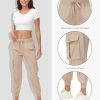 Women's Cargo Hiking Pants Quick Dry Lightweight Elastic Waist Button Pockets Joggers Athletic Sweatpants Travel Casual