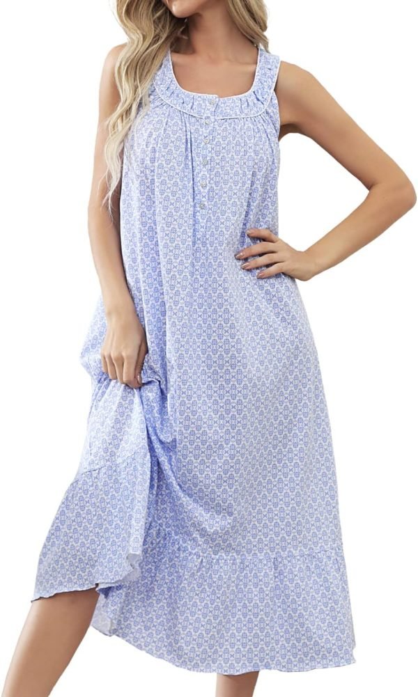 71502lEIdeL._AC_SL1500_516f200b-39b8-4eee-b0ec-fb0be3747912 Cotton Nightgown for Women Sleeveless Loungewear Comfy Soft Sleepwear Long Sleepdress Loose Full Length Nightdress