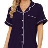 717jBdKySdL._AC_SL1500 Womens Pajama Sets Short Sleeve Sleepwear Soft Button Down Nightwear Lounge Pj Set XS-XXL