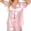 719VuenI1UL._AC_SL1500 Womens Silk Satin Pajamas Set Button Down Pj Sets Short Sleeve Sleepwear Set S-XXl