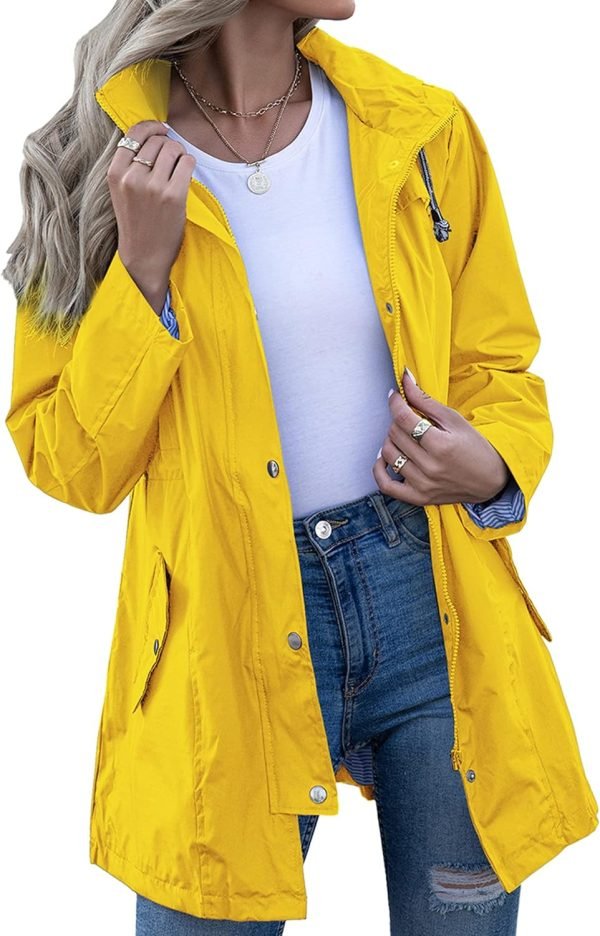 71BuqYVzrWS._AC_SL1500 Rain Jacket Women Striped Lined Hooded Lightweight Raincoat Outdoor Waterproof Windbreaker