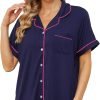 71ECy2VlKzL._AC_SL1500 Womens Pajama Sets Short Sleeve Sleepwear Soft Button Down Nightwear Lounge Pj Set XS-XXL