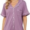 71Pmj8PMoLL._AC_SL1500 Womens Pajama Sets Short Sleeve Sleepwear Soft Button Down Nightwear Lounge Pj Set XS-XXL