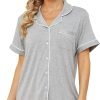 71R1odR-1CL._AC_SL1500 Womens Pajama Sets Short Sleeve Sleepwear Soft Button Down Nightwear Lounge Pj Set XS-XXL