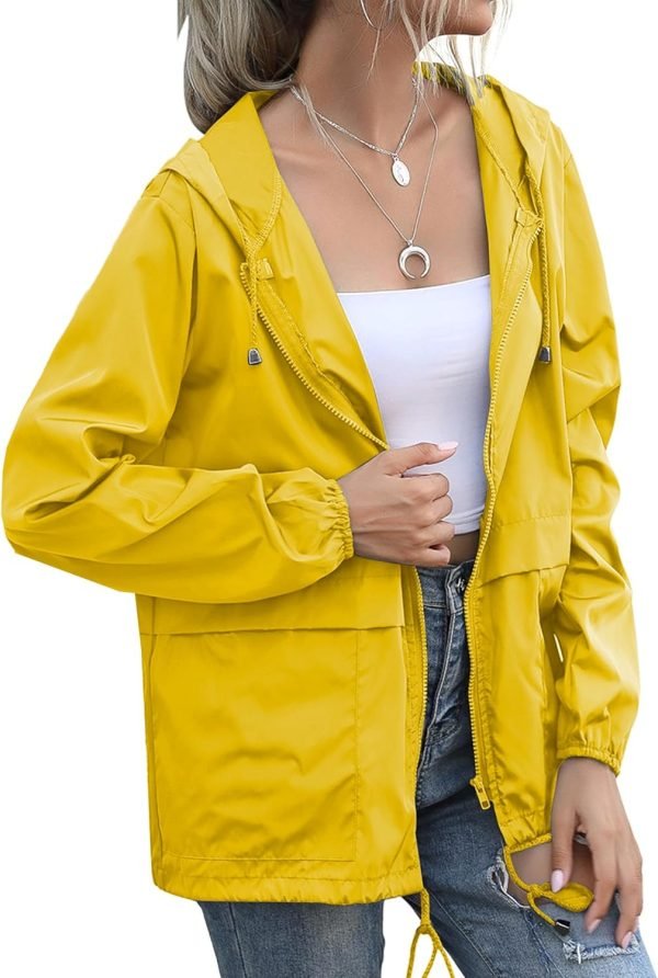 Women's Raincoats Windbreaker Rain Jacket Waterproof Lightweight Outdoor Hooded Trench Coats S-XXL