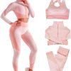 71V4IEd3JhL._AC_SL1500 Women's 3 Piece Outfits Tracksuit Workout Set Sports Bra High Waist Yoga Gym Leggings and Crop Top