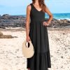 71W7aoSZSjL._AC_SL1500 ANRABESS Women's Summer Casual Sleeveless V Neck Swing Dress Fit & Flare Flowy Tiered Maxi Beach Sundress with Pockets