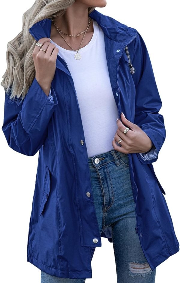 71Zjjgv0uDL._AC_SL1500 Rain Jacket Women Striped Lined Hooded Lightweight Raincoat Outdoor Waterproof Windbreaker