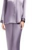 71auOIFN65L._AC_SL1500 Women's Satin Pajamas Set Long Sleeve Button Down Shirt With Long Pant Sleepwear