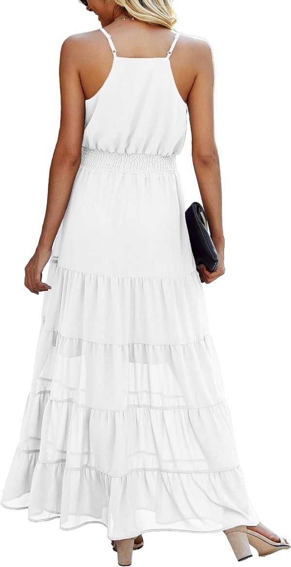 71eqcheBYvL._AC_SL1500 Womens Summer Spaghetti Strap Sleeveless High Waist Beach Long Maxi Sun Dress