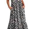 71es1X0dYxL._AC_SL1500 ANRABESS Women's Summer Casual Sleeveless V Neck Swing Dress Fit & Flare Flowy Tiered Maxi Beach Sundress with Pockets