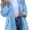 71fRq28WSeS._AC_SL1500 Rain Jacket Women Striped Lined Hooded Lightweight Raincoat Outdoor Waterproof Windbreaker