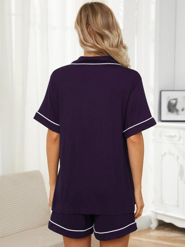 71ghx8LDhcL._AC_SL1500 Womens Pajama Sets Short Sleeve Sleepwear Soft Button Down Nightwear Lounge Pj Set XS-XXL