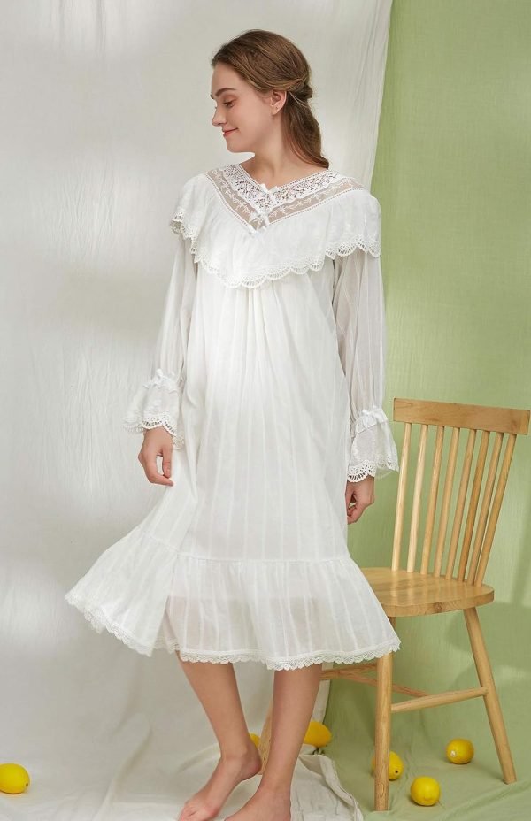 71iqDO558BL._AC_SL1500 Cotton Nightgown for Women Vintage Palace Sleepwear