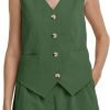 71mHSYsEz2L._AC_SL1500 Womens Two Piece Outfits 2024 Summer Casual Sleeveless Blazer Vest Shorts Set with Pockets