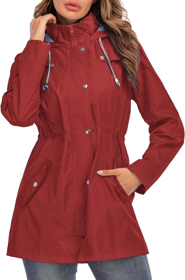 71txG5ckJ9L._AC_SL1500 Rain Jacket Women Striped Lined Hooded Lightweight Raincoat Outdoor Waterproof Windbreaker