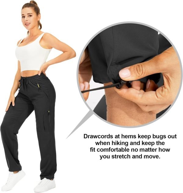 71uiwtbuUjL._AC_SL1500 Womens Hiking Pants Quick Dry UPF 50 Travel Golf Pants Lightweight Camping Work Cargo Pants Zipper Pockets