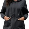 Women's Raincoats Windbreaker Rain Jacket Waterproof Lightweight Outdoor Hooded Trench Coats S-XXL