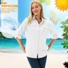 71xjao0gYzL._AC_SL1500 Women's UPF 50 Long Sleeve UV Sun Protection Safari Shirts Outdoor Quick Dry Fishing Hiking Travel Shirts
