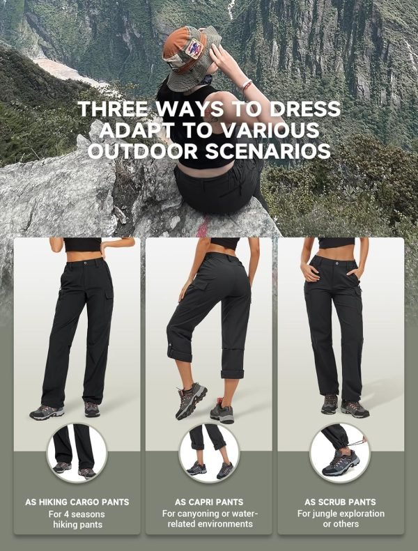810yJURjVKL._AC_SL1500 Women's Hiking Cargo Pants Quick Dry Water-Resistance High Waist Pants for Work Travel Outdoor and Casual