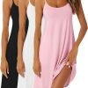 812MkODHiHL._AC_SL1500 3 Pcs Women's Sleeveless Nightgown, Scoop Neck Pajama Dress Racerback Sleep Dress Sleeveless Nightdress Chemise