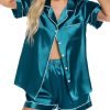 81HDZ-FJM4L._AC_SL1500 Womens Silk Satin Pajamas Set Button Down Pj Sets Short Sleeve Sleepwear Set S-XXl