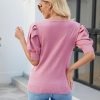 81MXLK8eNuL._AC_SL1500 Puff Short Sleeve Sweater Tops 2024 Spring Summer Trendy Square Neck Casual Pullover Sweaters T Shirts Blouses