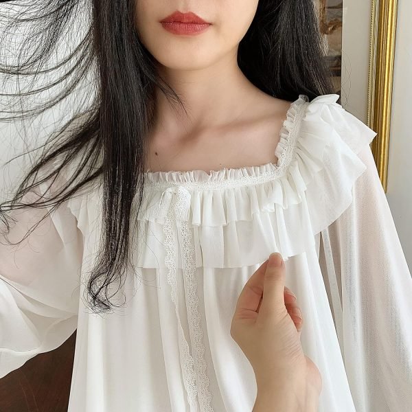 81OT0_6xTVS._AC_SL1500 Women's Lace  Nightgown Long Sleeve Sleepwear Nightdress