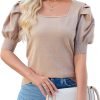 81fPSql3y_L._AC_SL1500 Puff Short Sleeve Sweater Tops 2024 Spring Summer Trendy Square Neck Casual Pullover Sweaters T Shirts Blouses