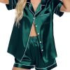 81vgS-axIoL._AC_SL1500 Womens Silk Satin Pajamas Set Button Down Pj Sets Short Sleeve Sleepwear Set S-XXl