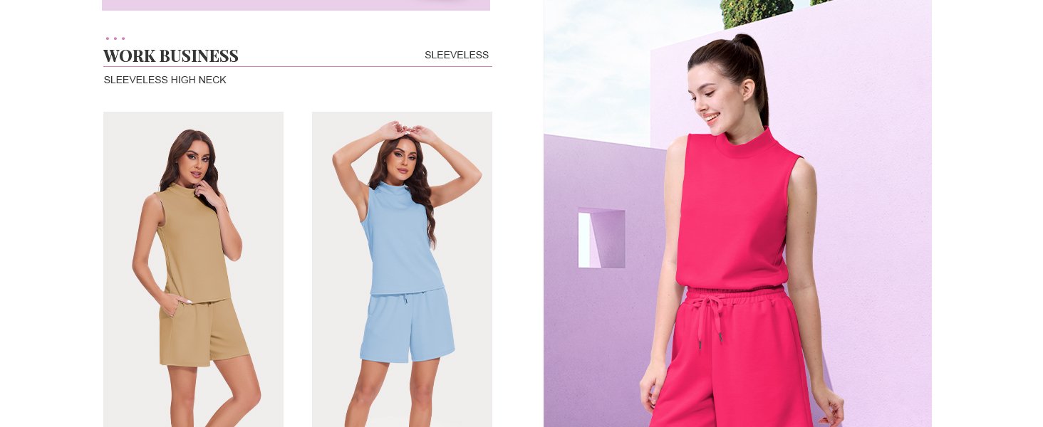 Women's summer two-piece suit turtleneck vest high waist shorts casual suit