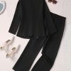 bb6d7a05-5430-4d76-bb75-c7fcfeae0183-1 Elegant Office Pants Set, Belted Lapel Long Sleeve Slim Blazer & High Waist Straight Leg Loose Pants, Women's Clothing