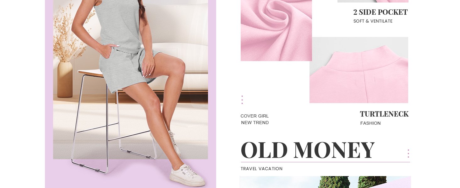 Women's summer two-piece suit turtleneck vest high waist shorts casual suit