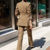 fe60d0f7-f47e-4965-9d2f-d29d40926dd9-1 Solid Color Elegant Office & Work Pants Set, Belt Long Sleeve Lapel Neck Blazer & Straight Leg Pants Outfits, Women's Clothing