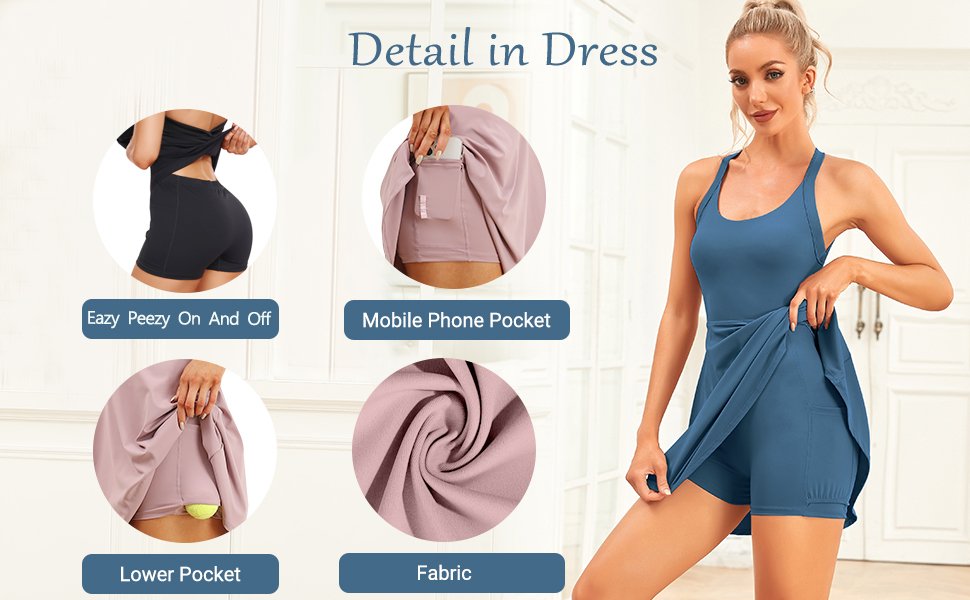 Women's tennis skirt with built-in Easy Peezy shorts and bra, hollow twist fitness skirt, golf