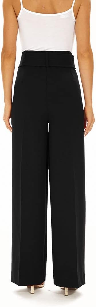 410RlgRIrsL._AC_SL1125 Wide Leg Stretchy Pants for Women Business Casual Pants Dress Pants with Pockets Self Tie Belted