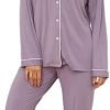 41YAWRCNYfL._AC Button Up Pajamas for Women Long Sleeve Sleepwear Soft Loungewear Ladies Pjs Set XS-XXL