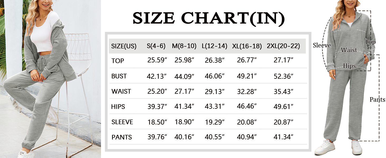 AUXDIO Women's Casual Zip Hoodie Jogging Pants Set