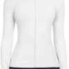 5115K5D5g4L._AC_SL1500 Workout Jackets for Women Full Zip Athletic Running Track Jacket with Pockets Slim Fit Yoga Jacket with Thumb Holes