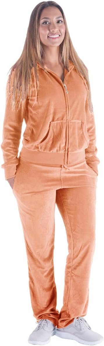 Womens Jogging Suits Sets Running Velour Outfit Zipper Warm Up 2 Pieces Hoodie and Pant Tracksuit