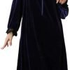 5168PJYpQ7L._AC_SL1500 Women's Long Sleeve Nightgown Velvet Sleep Dress Ruffle Crew Neck Mid-length Nightdress