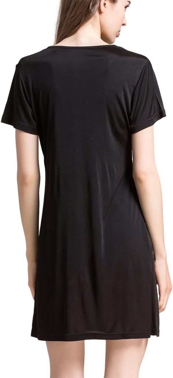 518b_KuvF3L._AC_SL1452 Women's Silk Nightgown Short Sleeve Pure Mulberry Silk Sleepshirt Scoop Neck Nightshirt Sleepwear