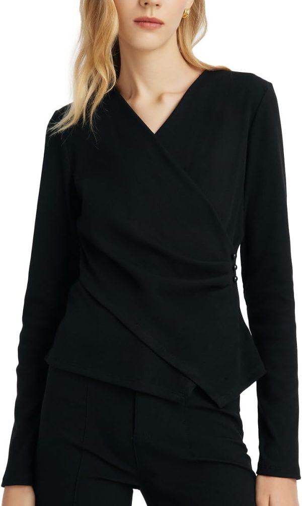 519JD7hZkaL._AC_SL1200 Long Sleeve Crop Tops for Women Trendy Knitted Basic Shirts Business Casual