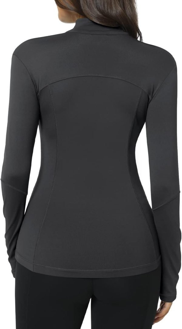 51AADHO57IL._AC_SL1500 Workout Jackets for Women Full Zip Athletic Running Track Jacket with Pockets Slim Fit Yoga Jacket with Thumb Holes