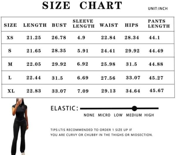 51AoPU-OfSL._AC Casual Workout Two Piece Outfits for Women Short Sleeve Crop High Waist Foldover Flare Pants Tracksuit Sets Streetwear